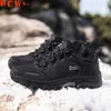 Fitnessschuhe Winter Männer Turnschuhe Leder Wanderschnee warm warmes Fell Non -Slip Outdoor Kletter Trekking Taktischer Jagdkampf