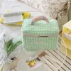 Kosmetiska väskor kosmetika förvaring väska koreansk ins rutig makeup stor kapacitet japansk söt stil bärbar tvätt