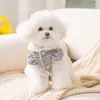 Dog Apparel White Fur Collar Teddy Dress Autumn And Winter Warm Coat Puppy Comfortable Two Legged Clothes Plaid Pet Clothing