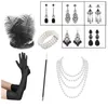 Feestbenodigdheden 6 stks 1920 Gatsby accessoires bal kerst Halloween set haarband rookstaaf handschoenen oorbellen ketting armband