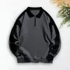 Heren Hoodies Men Color-Block Sweatshirt Tiener Sporty contrastkleur met rits halslijn stijlvol voor tieners