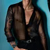 Herren-Hemdhemden 2024 Turndown Kragen Fashion Loungewear Tops Männer Langarm Langschläfe Single-Breast-Strickjacke durch sexy männliche Streetwear durch sexy männliche Streetwege