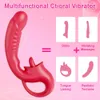 Vibratrice de gode de léchage clitoridrique 2 en 1 femme mamelon stimulator clitoralis g spot vagin massage adulte toys pour le couple féminin 240401