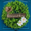 Decoratieve bloemen kerstkrans muur hangende nepplant eucalyptus kleine frisse typeplaatje deur groen planten groothandel