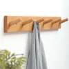 Hooks Clothes Hanging Rack Solid Wood Hook Perforation-free Traceless Strong Wall Wooden Wardrobe Stick