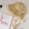 Breda randen hattar franska spets koreansk version ins loli sunshade stråhatt för kvinnor sommar liten färsk söt söt rem fiskare