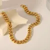 Nicht -tarner 18K Gold plattiert Edelstahl Colarmbone Halskette Minimalistische Punk Chunky Cuban Kette Choker für Frauen