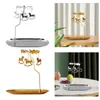 Candle Holders Rotary Holder With Tray Metal Tea Light For Gift Decor