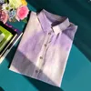 Women's Blouses 2024 Gentle Gradient Lilac Smudged Sand Washed Silk Lapel Long Sleeve Ladies Shirt