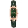 Tiktok Elegant Temperament Square Quartz Korean Personality Small Green Watch Belt Women's Wristwatch