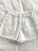 Korean High Tailed Raw Rand Denim Shorts Dames zomer Basic Button Pocket Denim Shorts Street Denim Pant 240321
