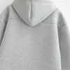 Keyanketian Winter Womens dragkedja hoodie high street unisex stil dubbelfickor överdimensionerade lösa tröjor ytterkläder topp 240326