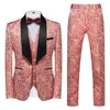 Herenpakken (jasbroekvest) Casual boetiek zakelijke bruiloft gastheer bloemenkleur 3 pc's set jurk blazers mode smoking