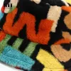 ベレット秋の冬の女性帽子カラフルな数字クリエイティブ印刷フェイクファーフィッシャーマンハットオールマッチファッションアウト