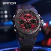 Wristwatches Sanad Top Brand 2024 Zegarki męskie Sport Dual Display Watch 5atm Wodoodporny kwarcowy zegarek dla mężczyzn Relogio Masculino 6087