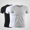 Herren T-Shirts Tops T-Shirts Herren T-Shirt rein Farbe gegen Kragen kurzärmelig 3pcs Männer T-Shirt Schwarz Strumpfhosen Mann T-Shirts Fitness für männliche Kleidung 2445