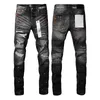 Men's Designer Ripped Biker Slim Straight Skinny Pants Designer True Stack Fashion Jeans Trend Brand Vintage Pant Purple Brand Jeans