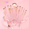 Docolor Pink 15pcs Makeup Brushes Set Eyeshadow Eyeliner Eyellash Brush Brush Beauty Make Up Tools Mélanger Maquiagem 240327