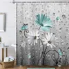 Cortinas de chuveiro Cortina de flor aquarela pequena banheiro fresco banheiro decoração de parede de poliéster à prova d'água com ganchos