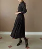 2022 Custom Long Skirt Winter Pleated High Waist Modest Black Muslim Dress for Women