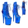 Buty taneczne Leecabe Holo Blue 20cm/8 -calowe taniec na wysokim obcasie buty zamknięte palce