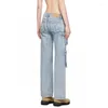 Jeans féminins 2024 printemps lavé lavé à faible hauteur pantalon de travail multi-poche à la mode Y2K de haute qualité