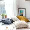 Pillow 45x45cm Cover Floral Tassels Square White Case Yellow Gray Cotton Home Decoration For Bed Room Sofa