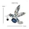 Broches wulibaby schattige vliegende kolibrie voor vrouwen unisex 2-kleuren strass Rhinestone mooie dierenfeest casual pins geschenken