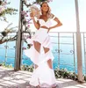 Werkjurken Elegante massieve kleurrok voor vrouwen uitgehold tailleloze lange jurk trending vakantie strandkleding kleding 2024 vrouwelijk pak