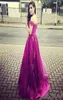 2016 Sexy Fuchsia Sexy Off Shoulder Prom Dresses with Beaded neck A Line Sweep train Arabic Dubai Formal party Evening Gowns4291271