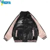 Damesjassen Yiciya Leather Varsity Black Racing Oversized Coat Vintage Outwear Fashion Outfits 90s Bomber 2024 Jacket