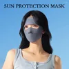 Bandanas 1pc Summer Silk Mask UV Protection Face Cover Sunscreen Veil med Brim Outdoor Cycling Sun Hats Caps