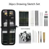 Карандаши Sieaiart 29/36 PCS Professional Painting Sketch Set с угольными карандашами 6H12B Canvas Bag Drawing Инструменты для поставщиков искусства