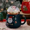 Tasses Snow Globe Mason Jar Toppers Cadeaux de Noël Coupe de Noël Céramique mignonne 450 ml