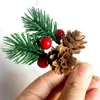 Decorative Flowers 1 Pcs Christmas Wreath Decoration Artificial Pine Branches Fake Plant Flower Nuts Cone Cones