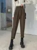Женские штаны Корейская мода с высокой талией хипстер с молнией S-xl в универсальных черных повседневных парнях долго