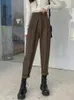 Pantaloni da donna alla moda coreana hipster cargo con cerniera con cerniera s-xl in versatili fidanzati casual neri a lungo