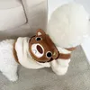 Vêtements pour chien en peluche dessin animé sac épaule à arc mignon veste de chat pour animaux