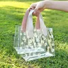 Gift Wrap Daisy Flowers Bag Clear PVC Tote Wedding Birthday Festival Party Transparent Package Bags Anniversary Supplies Decor