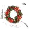 Decorative Flowers 40cm Artificial Christmas Red Flower Wreath For Front Door Window Wall Decorations Garland 2024 Ornament