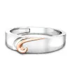 Fine Jewelry Two Tone Wedding Ring Bands Moire Shape 9ct Rose Solid Gold And Silver Ring Band For Men