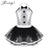 Kids Girls Christmas Ballet Dress Jazz Dance Gymnastics Skating Leotard Sleeveless Shiny Sequin Mesh Tutu Ballerina Dancerwear 240401