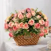 Fiori decorativi 10 seta testa peonia decorazione floreale artificiale rosa bouquet feste di nozze che tiene una composizione casalinga falsa