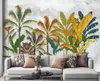 Tapeten papier petier moderne nordische abstrakte tropische Pflanzen Goldene Relieflinien Hintergrund Wall Papel de Parde 3D Wallpapapaper