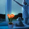 Vaser tulpanlampor för sovrum USB -simulering nattljus med vas sex grenar blomma lampa ornament rum skrivbordsdekor