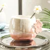 Tasses inspires hautes beauté cerise fleur tasse mignonne fille céramique tasse de boire couple de bureau de bureau petit déjeuner