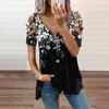 Women's Swimwear 2024 Summer Marble Pattern Fashion Single Wear Casual Business Anti Cotton Contrast Pullover V-neck T-shirt