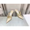 Summer New Style Pointed Thin Bow High Heel Shoes Bag Head Rivet Slippers Women's External Wearing Sandals Solid Color