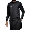 African Mens Set 2 Pieces Outfits Kaftan Elegant Long Sleeve Ethnic Top and Pants Stripe Luxury Mens Suit Wedding Men Clothing 240401