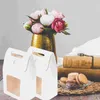 Saque los contenedores 12 PCS Ventana de regalo Bolsa de regalos Paquete de cupcake con tarjeta blanca de postres transparentes